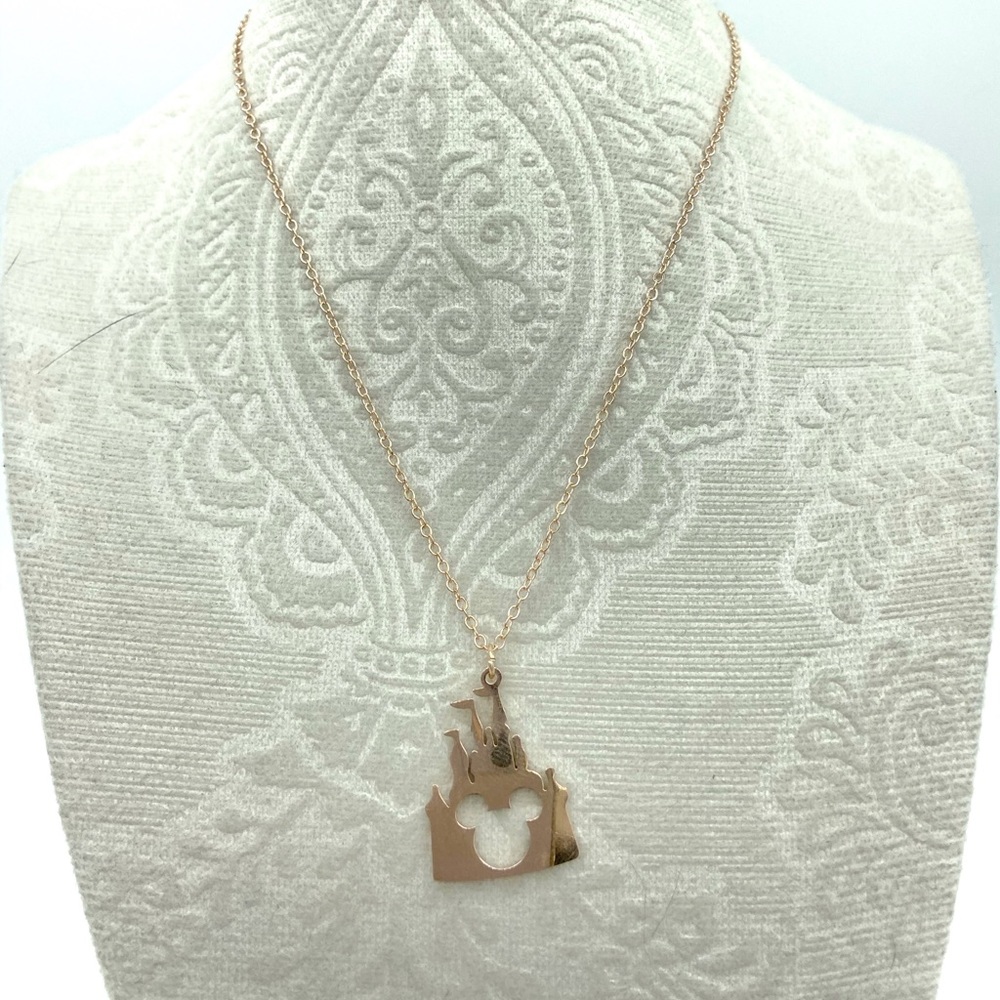 Disney Castle Mickey Stainless Steel Necklace Rose